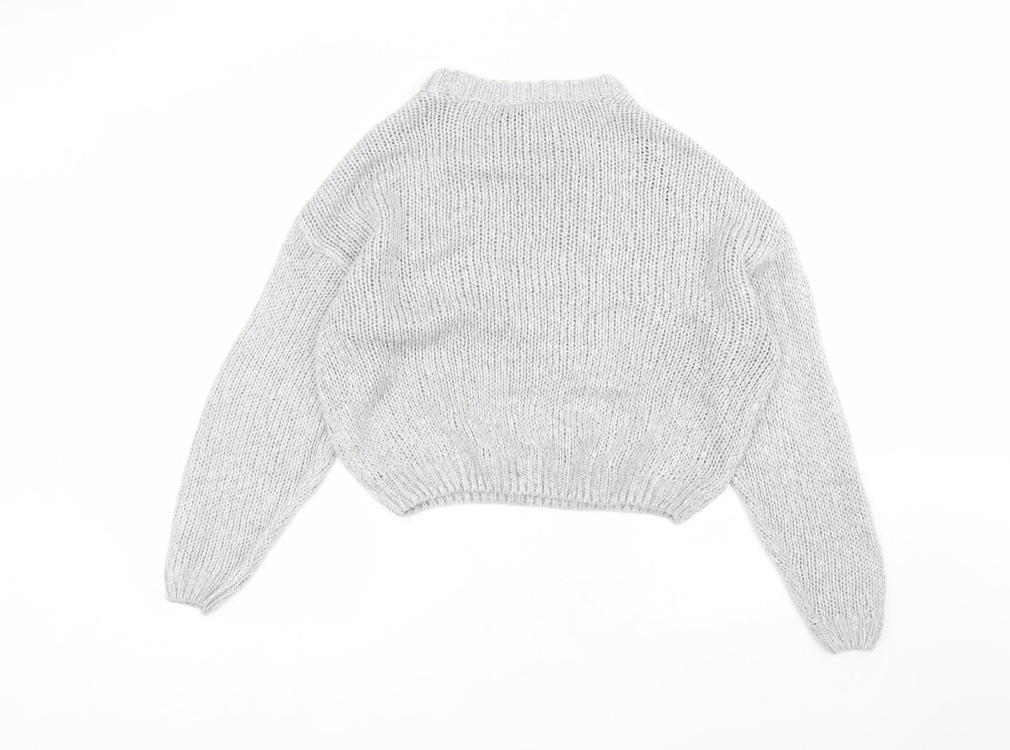 H&M Womens Grey Round Neck  Acrylic Pullover Jumper Size S