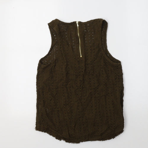 River Island Womens Green  Cotton Basic Tank Size 10 Scoop Neck