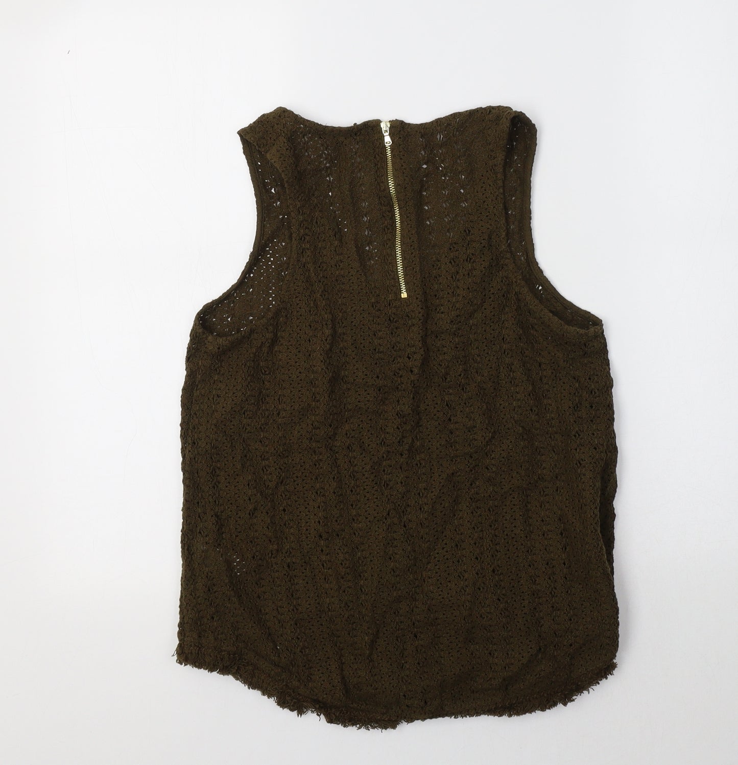 River Island Womens Green  Cotton Basic Tank Size 10 Scoop Neck