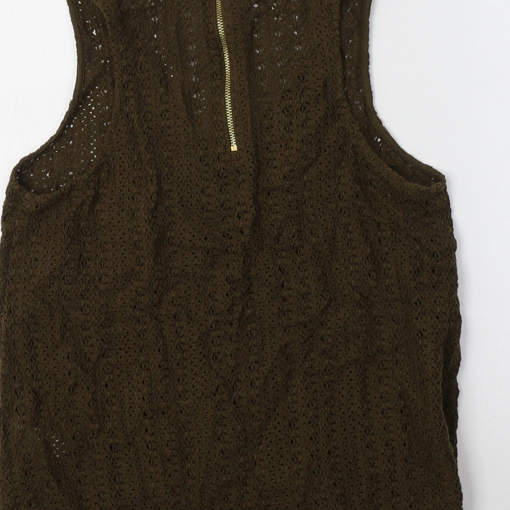 River Island Womens Green  Cotton Basic Tank Size 10 Scoop Neck