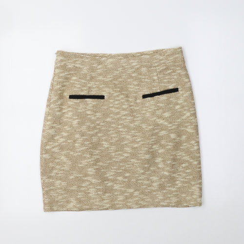 Miss Patina Womens Beige  Acrylic Mini Skirt Size L