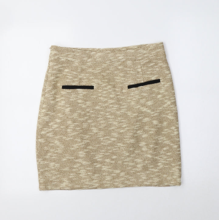 Miss Patina Womens Beige Acrylic Mini Skirt Size L