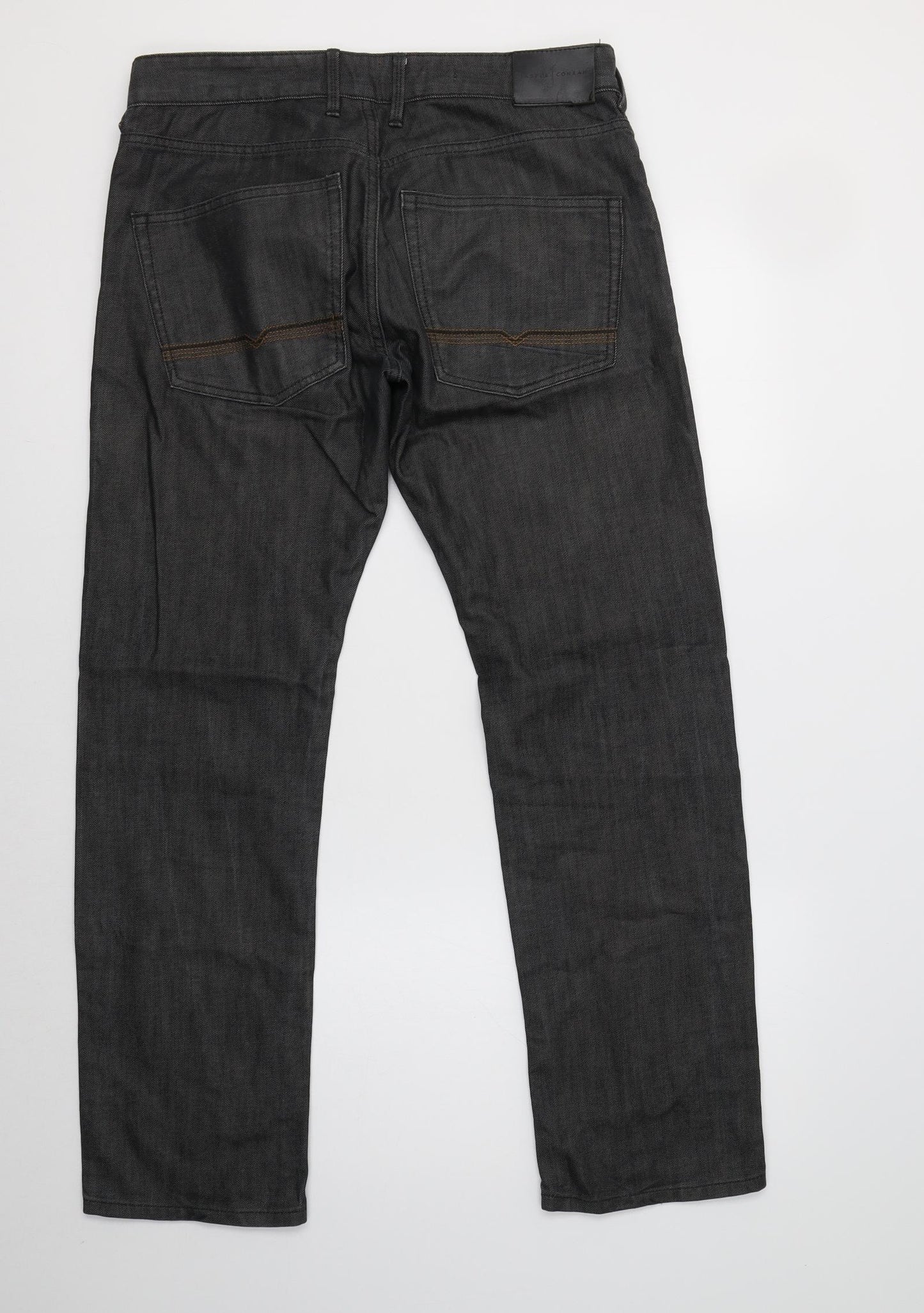Jasper Conran Mens Grey  Cotton Straight Jeans Size 32 L29 in Regular