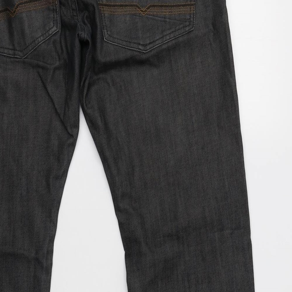 Jasper Conran Mens Grey  Cotton Straight Jeans Size 32 L29 in Regular