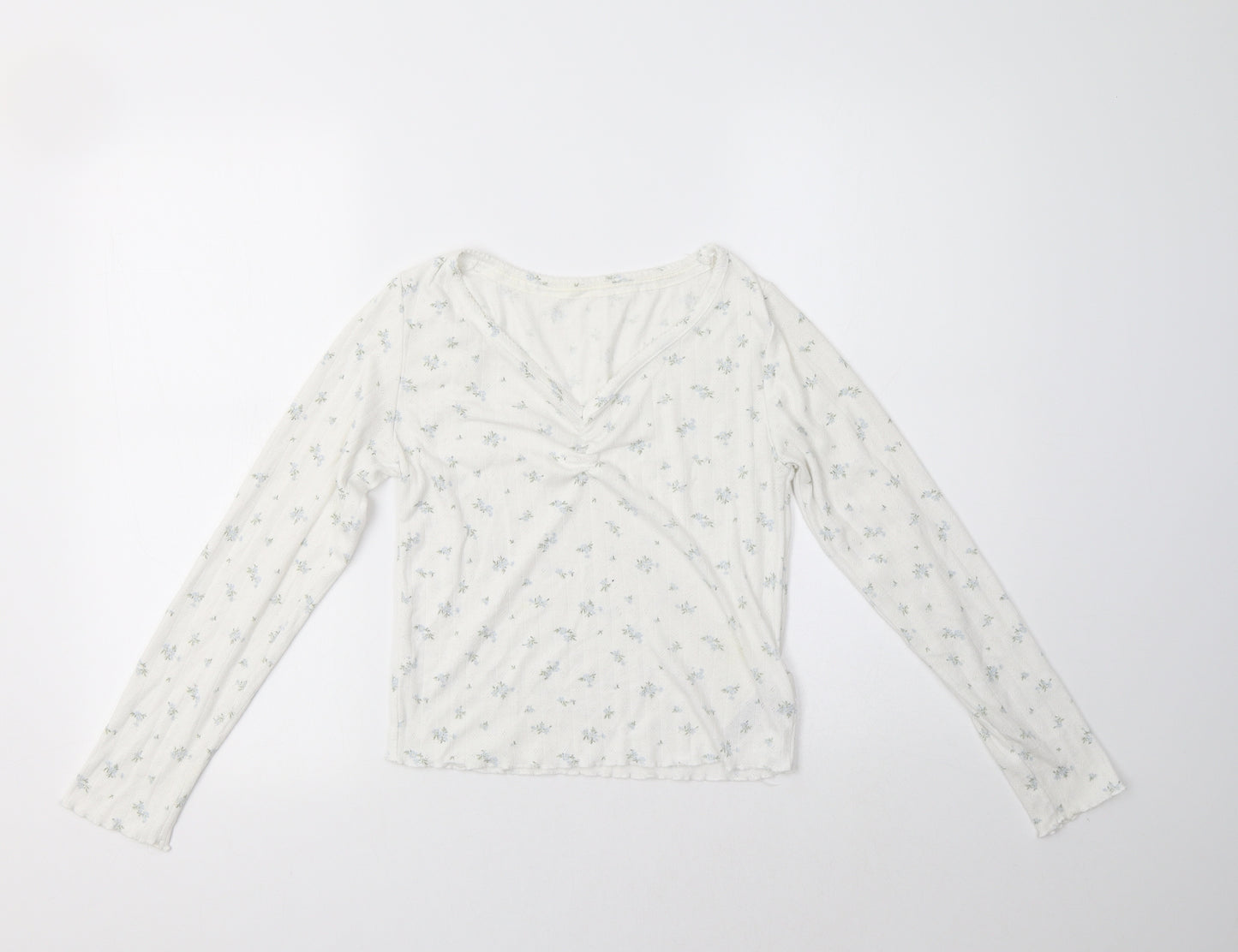 Primark Womens White Floral Polyester Top Pyjama Top Size XS