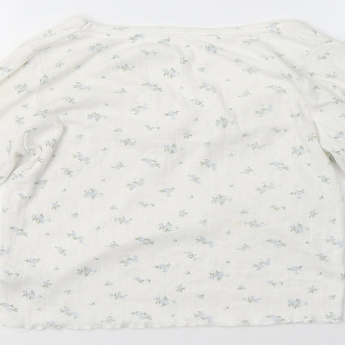 Primark Womens White Floral Polyester Top Pyjama Top Size XS