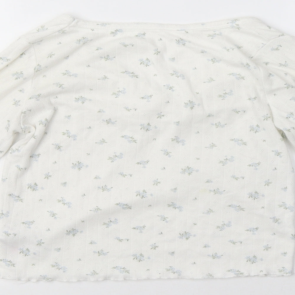 Primark Womens White Floral Polyester Top Pyjama Top Size XS