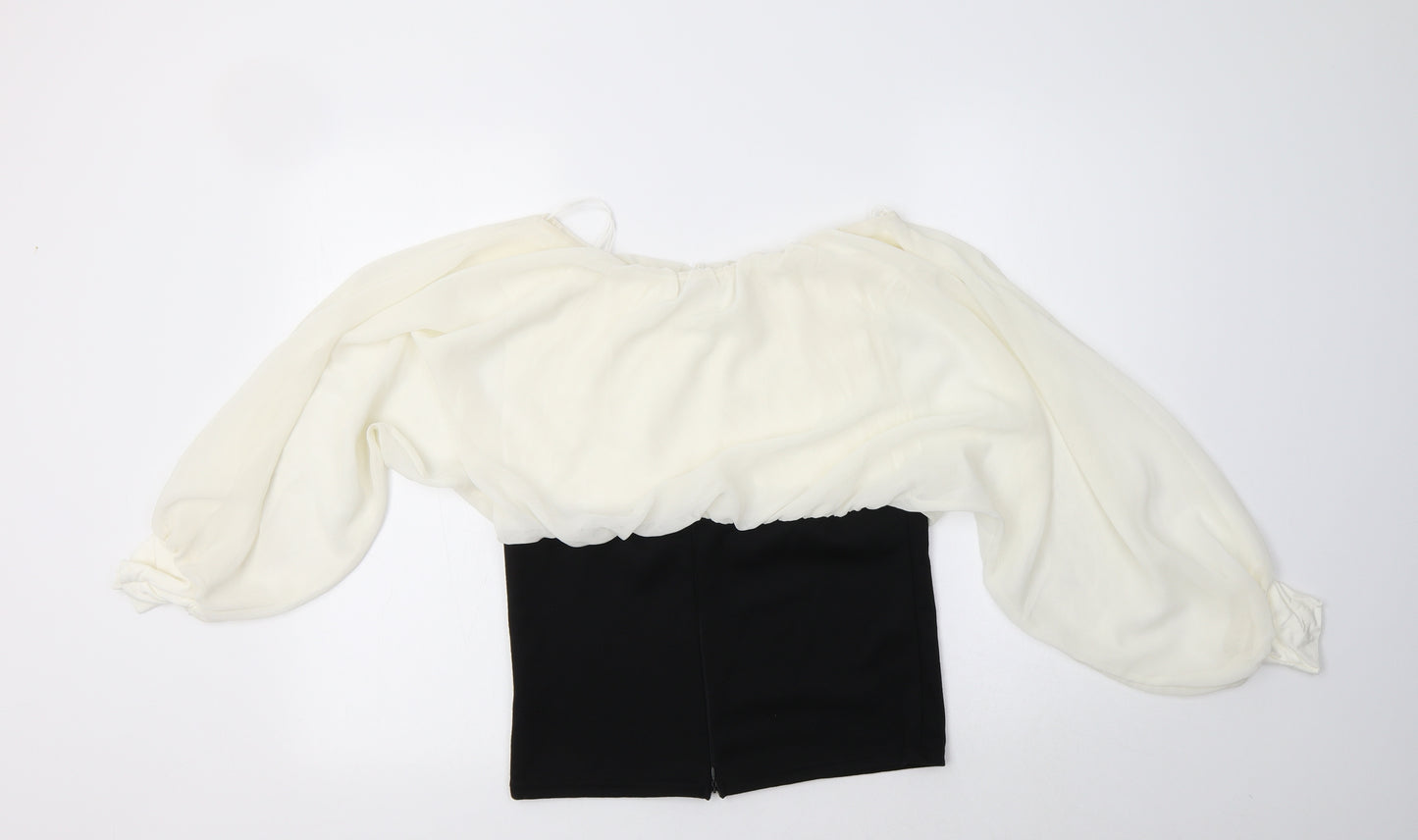 Cameo Rose Womens Ivory  Polyester Basic Blouse Size M Boat Neck