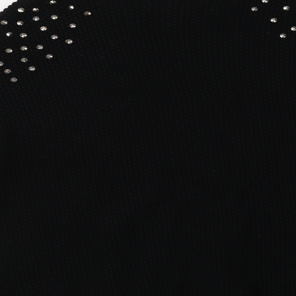 Topshop Womens Black Crew Neck  Cotton Pullover Jumper Size 12