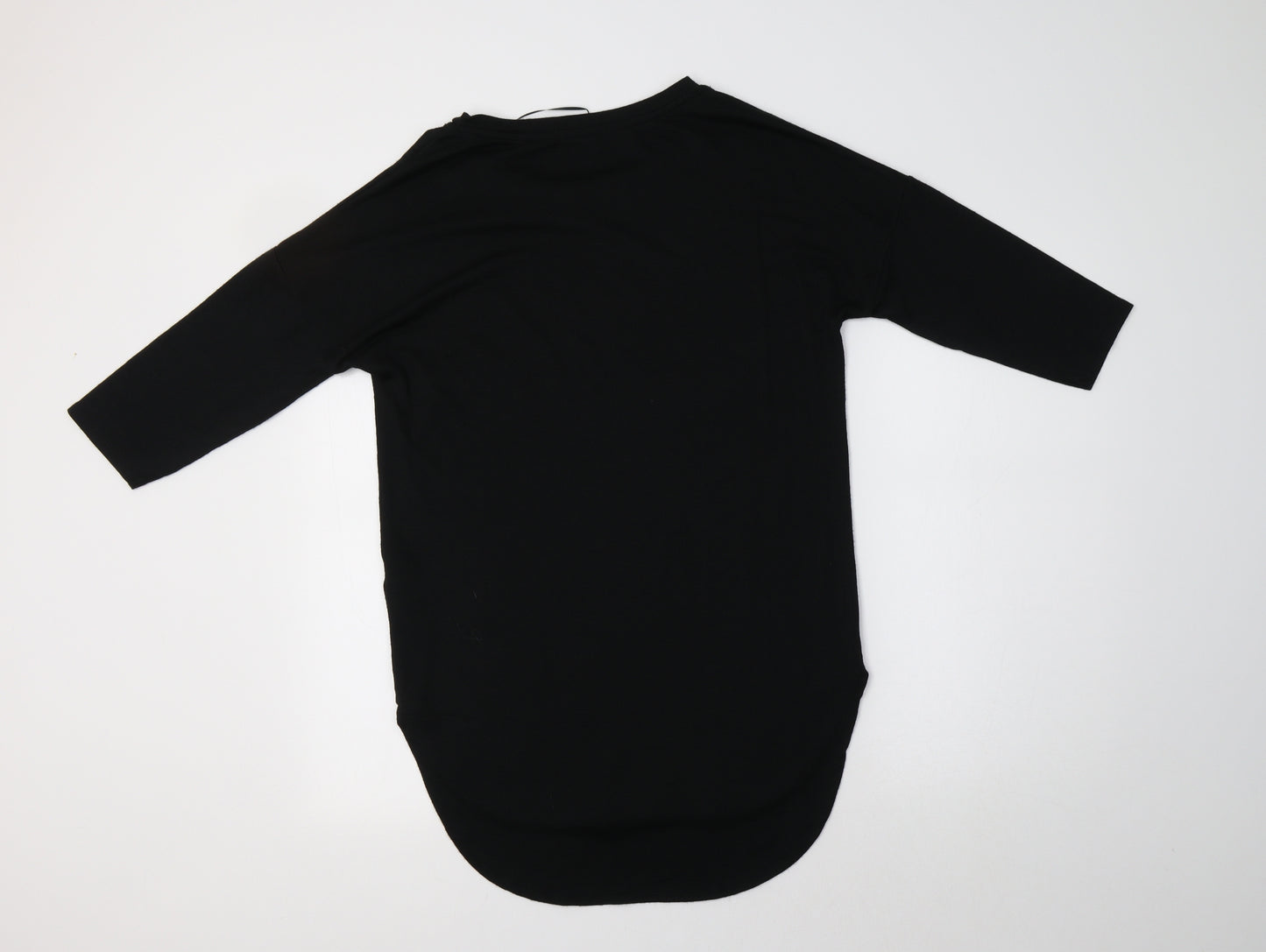 Papaya Womens Black Crew Neck  Viscose Tunic Jumper Size S