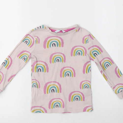 M&S Girls Pink Geometric Cotton Top Pyjama Top Size 2-3 Years   - Rainbow