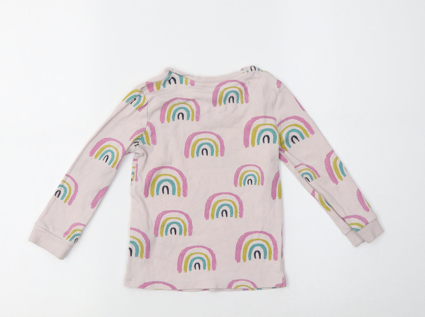 M&S Girls Pink Geometric Cotton Top Pyjama Top Size 2-3 Years   - Rainbow