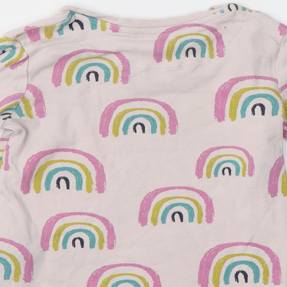 M&S Girls Pink Geometric Cotton Top Pyjama Top Size 2-3 Years   - Rainbow