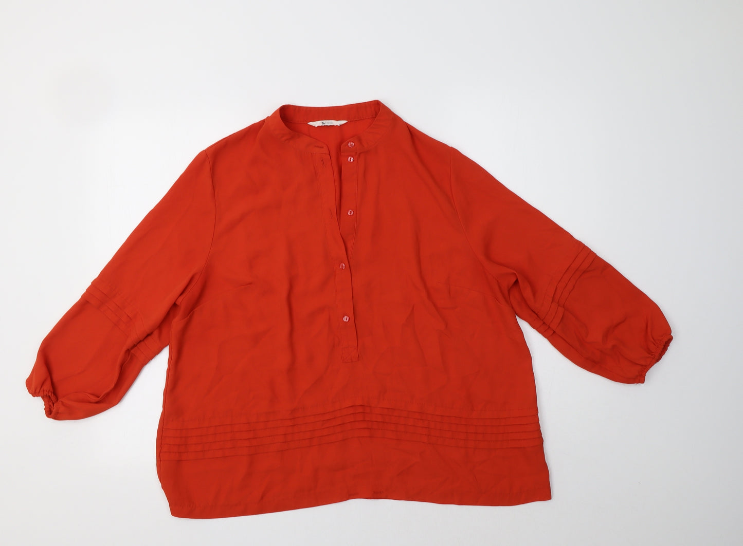TU Womens Orange  Polyester Basic Button-Up Size 16 Collared