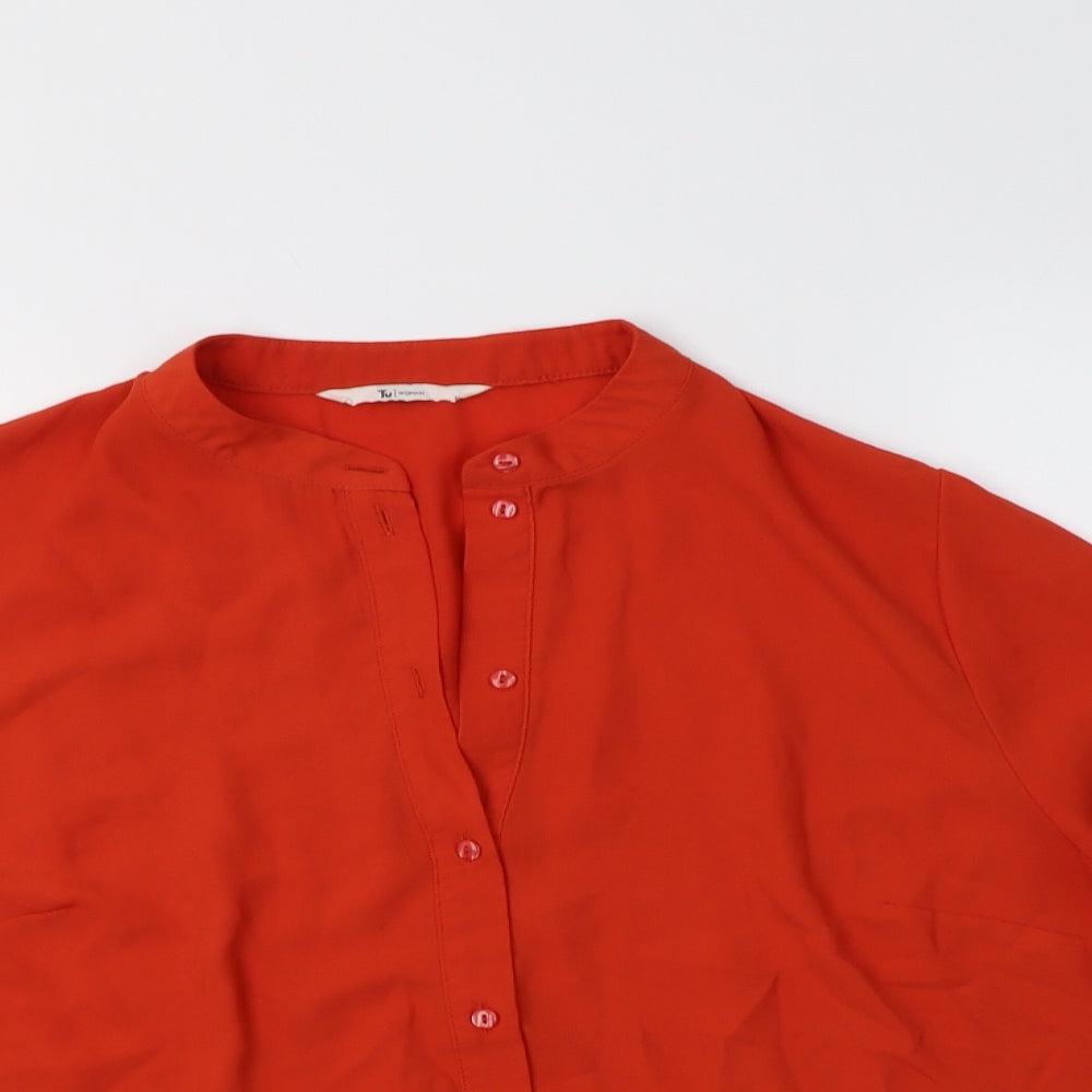 TU Womens Orange  Polyester Basic Button-Up Size 16 Collared