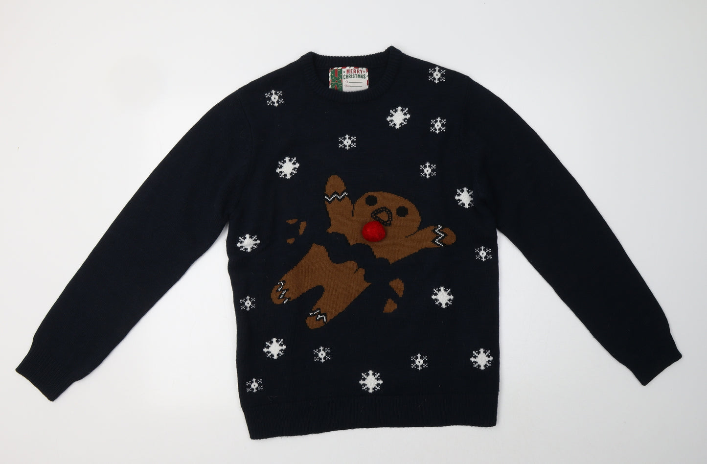 Primark Mens Blue Crew Neck  Acrylic Pullover Jumper Size M   - Christmas Jumper