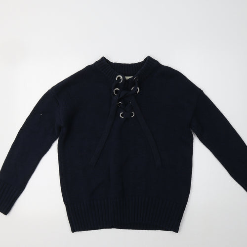 Matalan Womens Blue Crew Neck  Cotton Pullover Jumper Size M