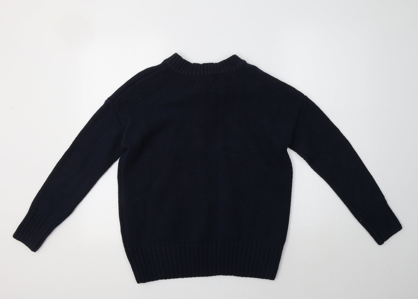 Matalan Womens Blue Crew Neck  Cotton Pullover Jumper Size M