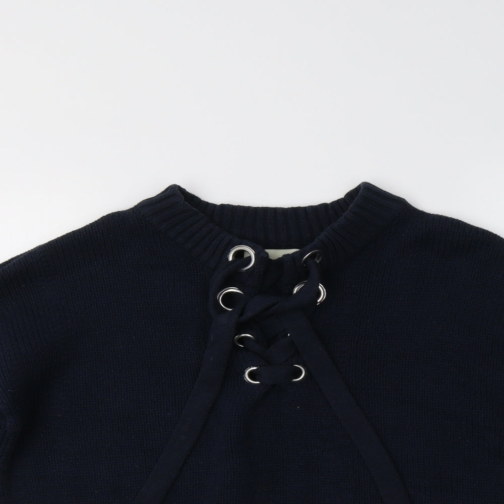 Matalan Womens Blue Crew Neck  Cotton Pullover Jumper Size M