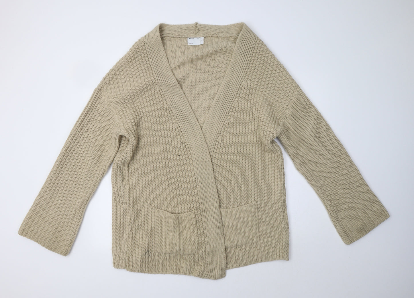 ASOS Womens Beige V-Neck  Acrylic Cardigan Jumper Size S