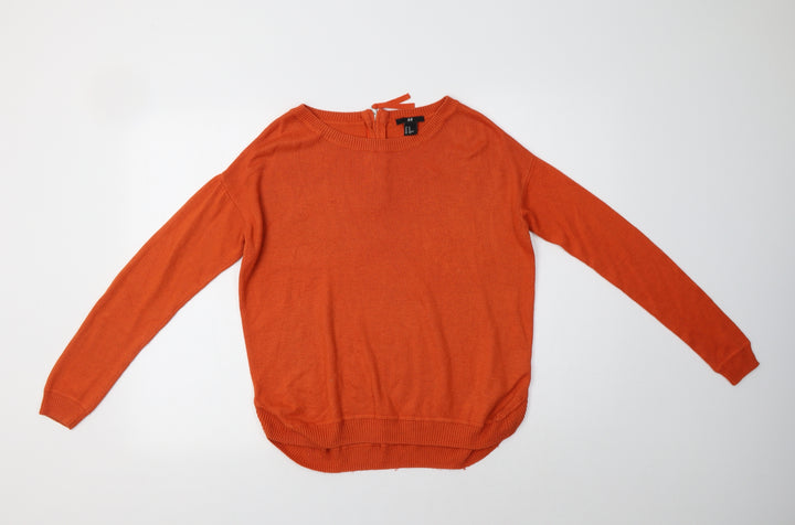 H&M Womens Orange Crew Neck  Acrylic Pullover Jumper Size XS