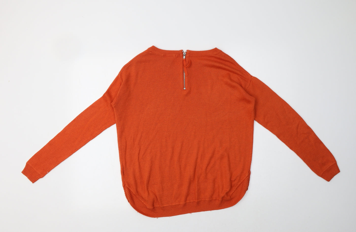 H&M Womens Orange Crew Neck  Acrylic Pullover Jumper Size XS