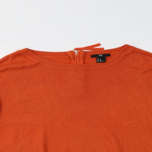 H&M Womens Orange Crew Neck  Acrylic Pullover Jumper Size XS