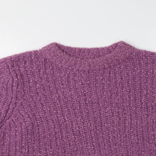 M&S Womens Purple Crew Neck   Pullover Jumper Size 16