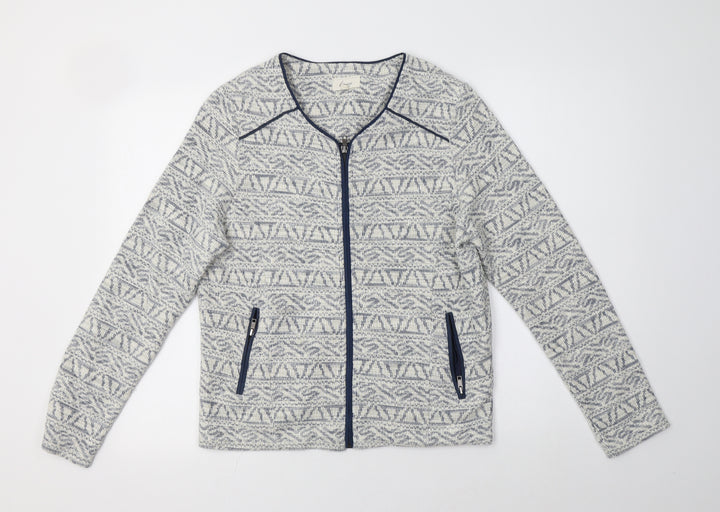 Linea Womens Blue Geometric  Jacket Blazer Size 14