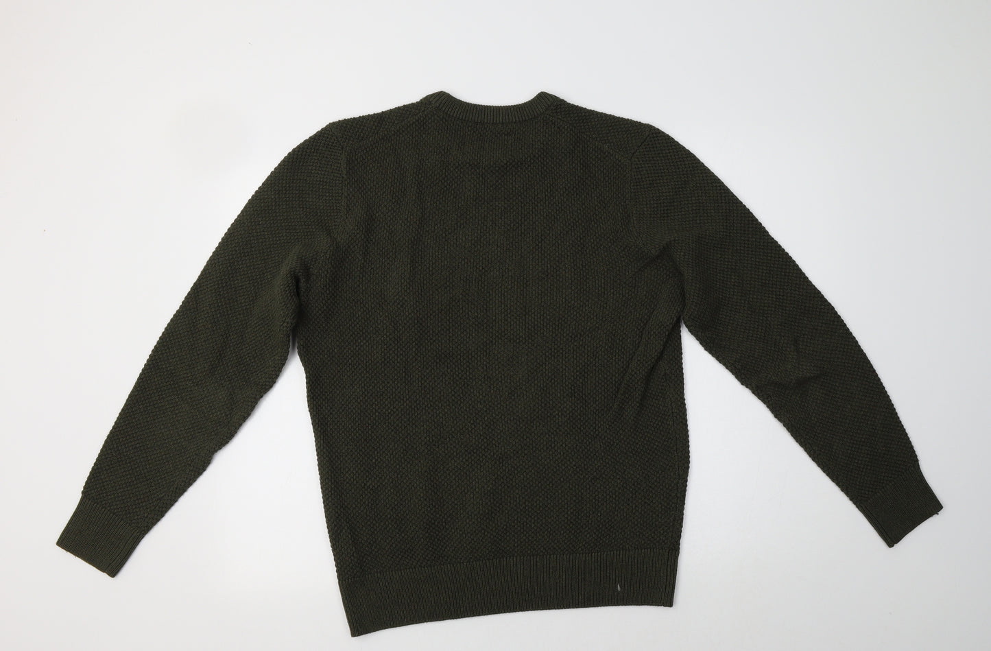 Howick Mens Green Crew Neck  Cotton Pullover Jumper Size M