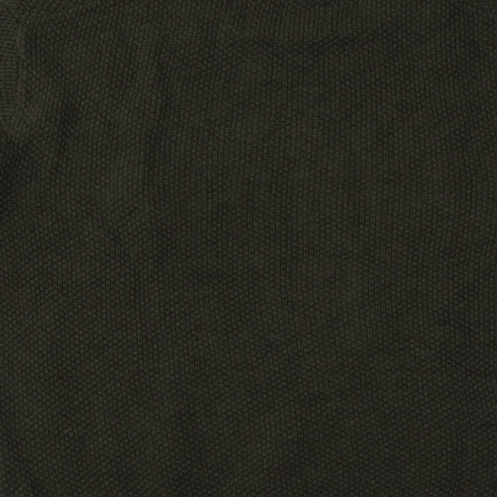 Howick Mens Green Crew Neck  Cotton Pullover Jumper Size M