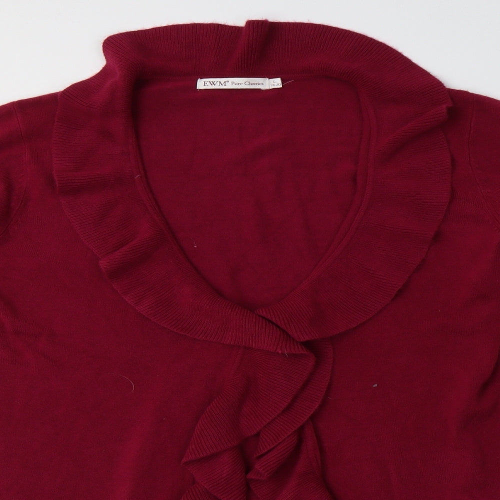 EWM Womens Purple Collared  Acrylic Cardigan Jumper Size 18
