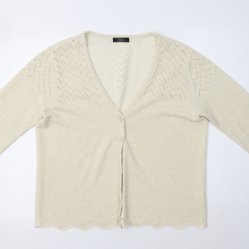 BM Womens Beige V-Neck  Acrylic Cardigan Jumper Size M