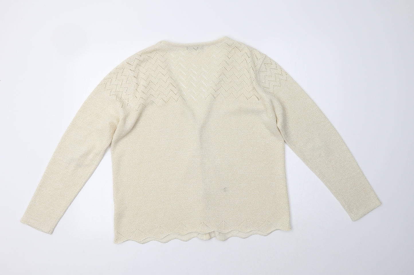 BM Womens Beige V-Neck  Acrylic Cardigan Jumper Size M