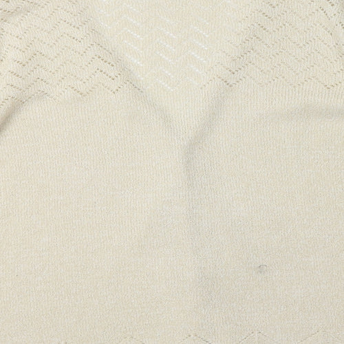 BM Womens Beige V-Neck  Acrylic Cardigan Jumper Size M