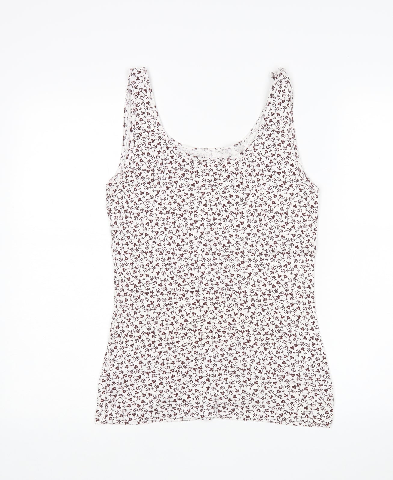 Peacocks Womens Multicoloured Floral Cotton Basic Tank Size 18 Round Neck
