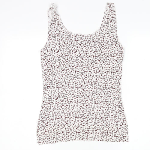 Peacocks Womens Multicoloured Floral Cotton Basic Tank Size 18 Round Neck