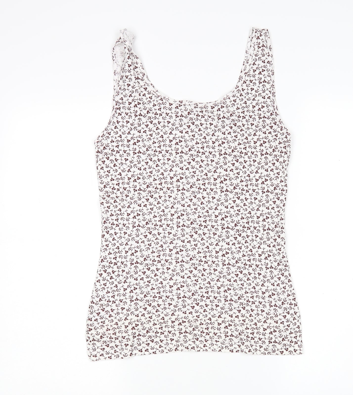 Peacocks Womens Multicoloured Floral Cotton Basic Tank Size 18 Round Neck