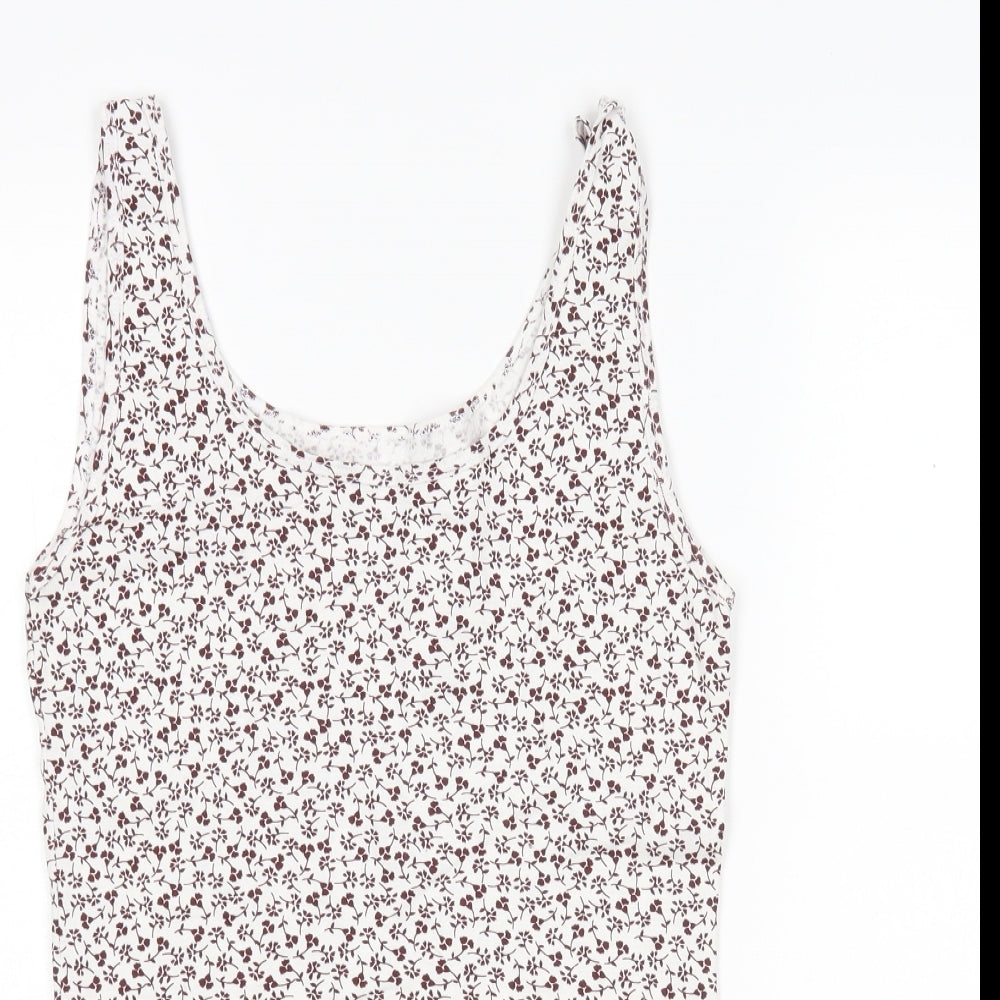 Peacocks Womens Multicoloured Floral Cotton Basic Tank Size 18 Round Neck