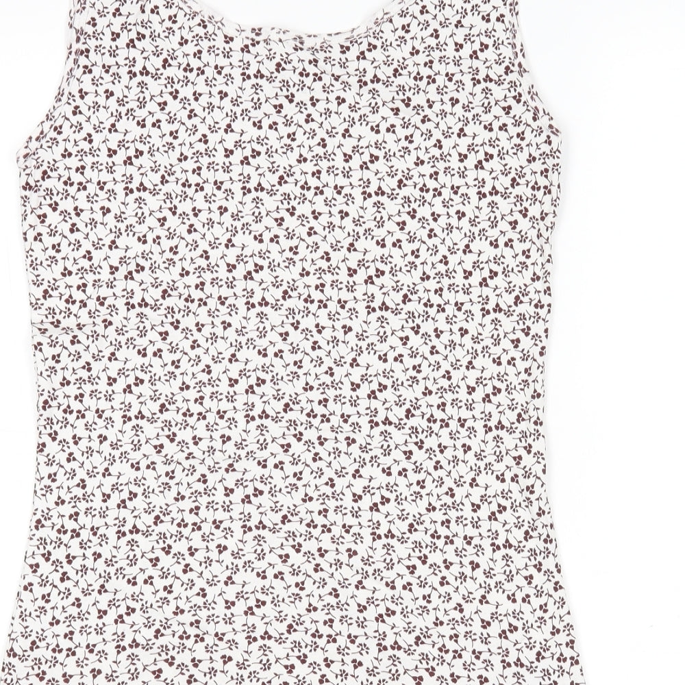 Peacocks Womens Multicoloured Floral Cotton Basic Tank Size 18 Round Neck