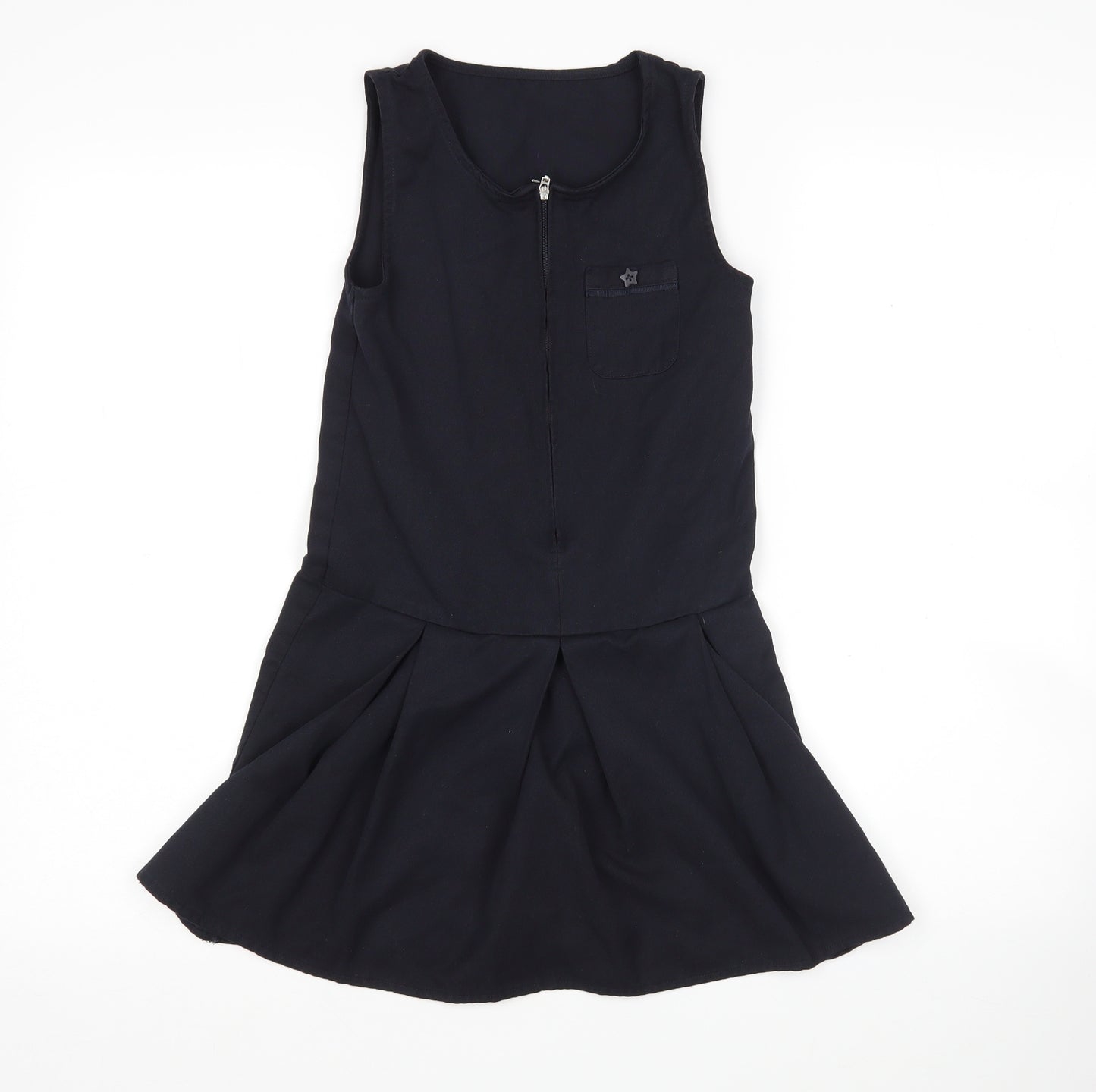 LILY&DAN Girls Blue  Polyester Pinafore/Dungaree Dress  Size 7-8 Years  Round Neck  - School wear