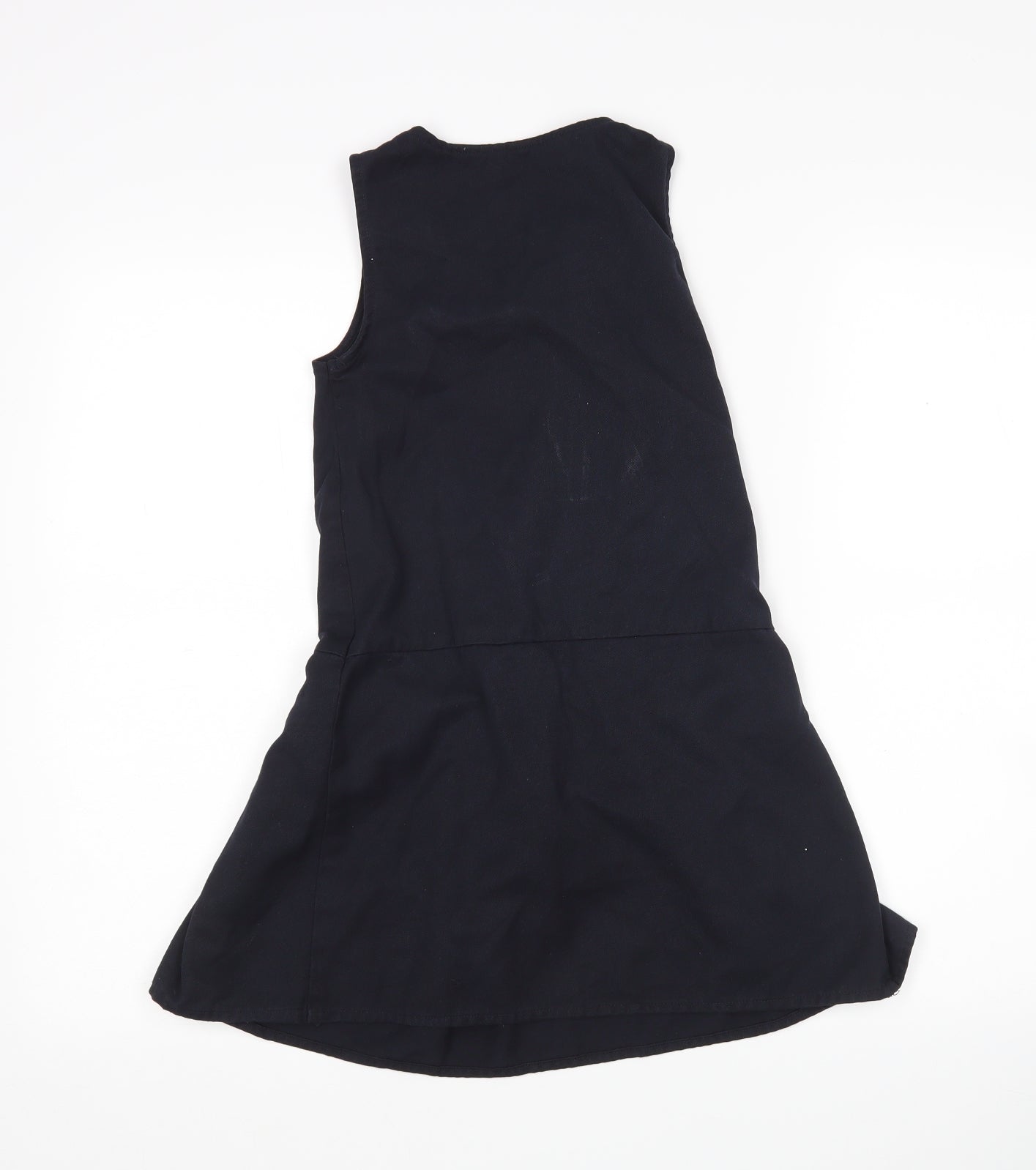 LILY&DAN Girls Blue  Polyester Pinafore/Dungaree Dress  Size 7-8 Years  Round Neck  - School wear