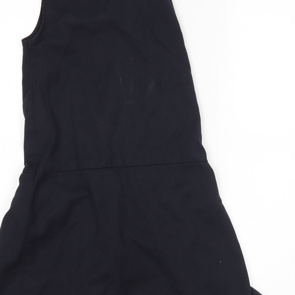LILY&DAN Girls Blue  Polyester Pinafore/Dungaree Dress  Size 7-8 Years  Round Neck  - School wear