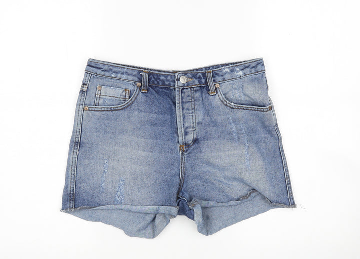 Topshop Womens Blue Cotton Cut-Off Shorts Size 28 in L3 in Regular