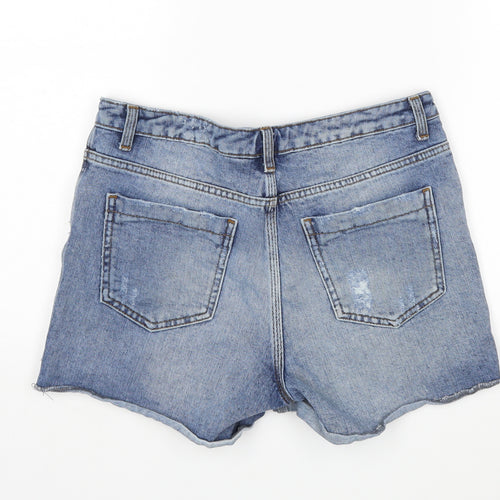 Topshop Womens Blue  Cotton Cut-Off Shorts Size 28 in L3 in Regular