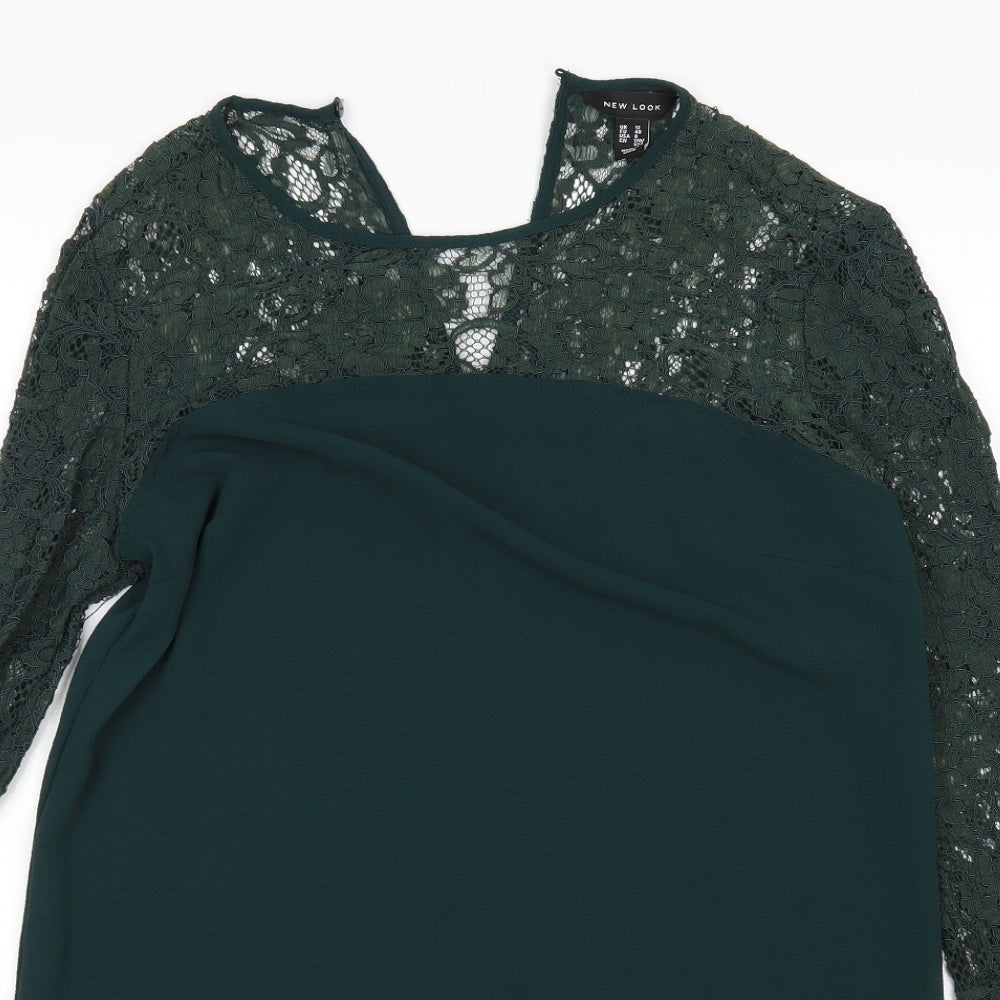New Look Womens Green Floral Polyester Sheath  Size 12  Round Neck