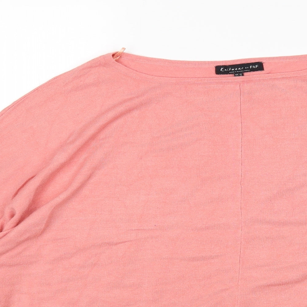 F&F Womens Pink Round Neck  Viscose Pullover Jumper Size 18