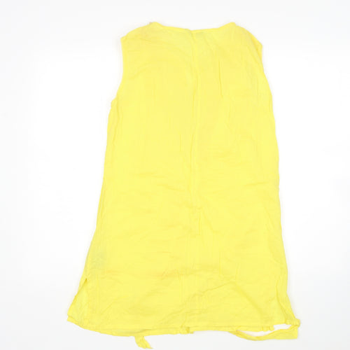 Zara Womens Yellow  Cotton Basic Blouse Size L V-Neck