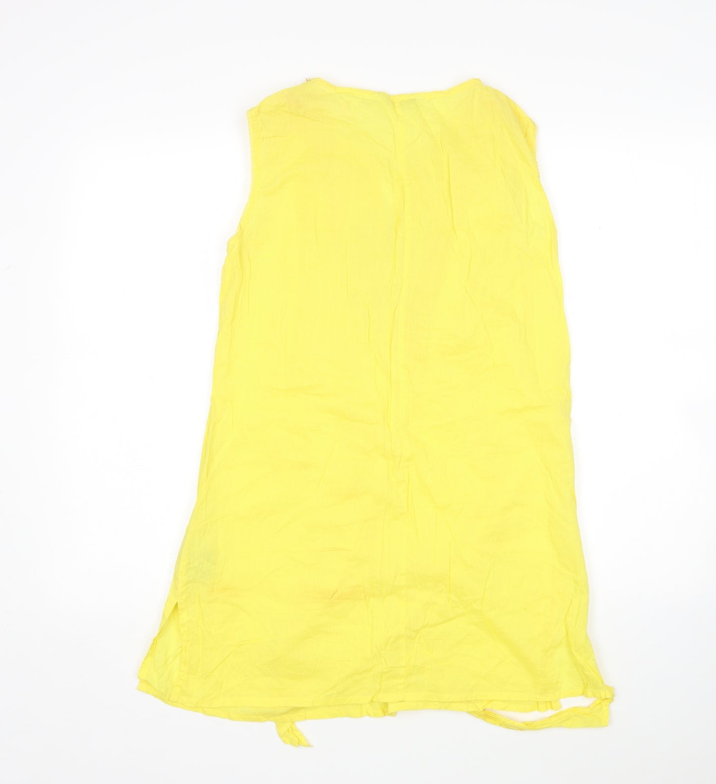 Zara Womens Yellow  Cotton Basic Blouse Size L V-Neck
