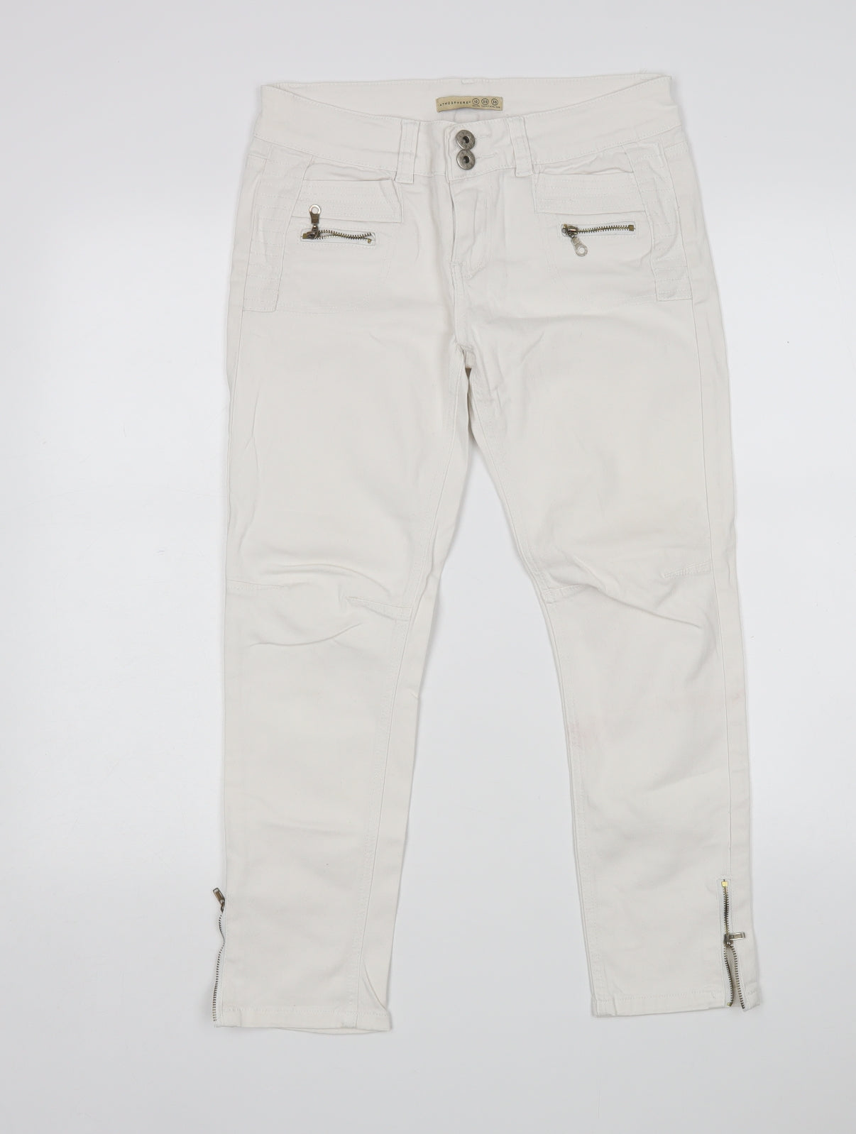 Atmosphere Womens White  Cotton Cropped Jeans Size 10 L24 in Regular